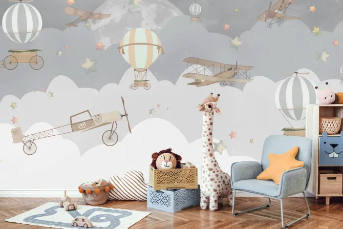 Fototapeta: Samoloty i balony w chmurach