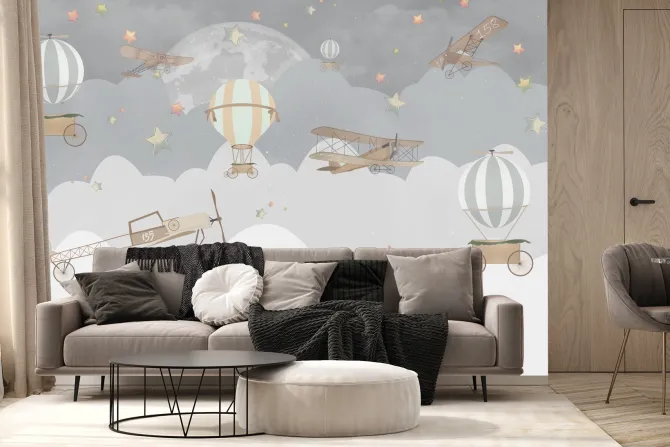 Fototapeta: Samoloty i balony w chmurach