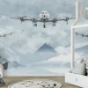 Fototapeta: Samoloty i górski pejzaż w odcieniach niebieskiego