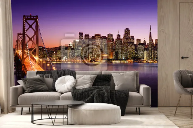 Fototapeta: San francisco widok na most o zachodzie słońca