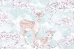 Fototapeta: Sarny z kwiatami wiśni na tle chmur