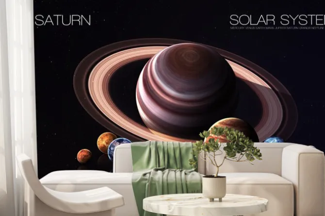 Fototapeta: Saturn - rozdzielczości 5k infografika przedstawia jeden z planety