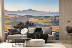 Fototapeta: Scenic krajobraz toskanii o wschodzie słońca, val dorcia, włochy