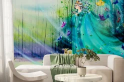 Fototapeta: Scenic view of fantasy world with fairies and ethereal animals