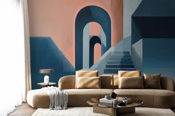 Fototapeta: Schody w geometrycznej kompozycji architektonicznej