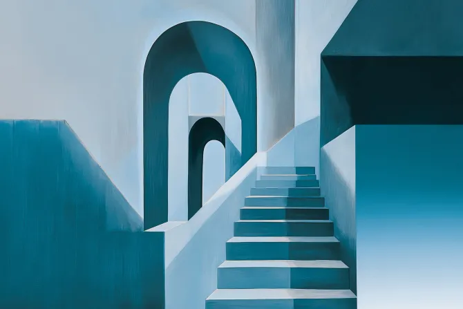 Fototapeta: Schody w minimalistycznej geometrycznej kompozycji