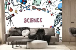 Fototapeta: Science banner. engraved hand drawn in old sketch and vintage