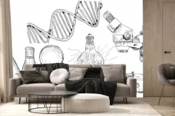 Fototapeta: Science chemistry set hand drawn vector. school formula, physics