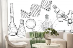 Fototapeta: Science chemistry set hand drawn vector. school formula, physics