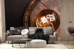Fototapeta: Scotch whiskey glass and old barrel