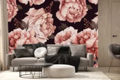 Fototapeta: Seamless floral pattern with peony flowers on summer background,