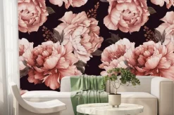 Fototapeta: Seamless floral pattern with peony flowers on summer background,