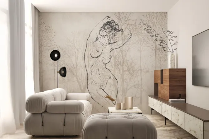 Fototapeta: Sensualna kobieta na tle lasu