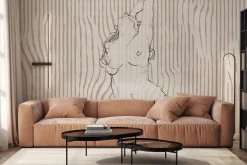 Fototapeta: Sensualny portret kobiety na tle pasków