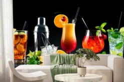 Fototapeta: Set of various cocktails with on black background