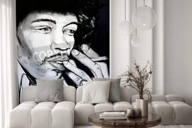 Fototapeta: Sete, france - september 21, 2014: graffiti portrait of jimi