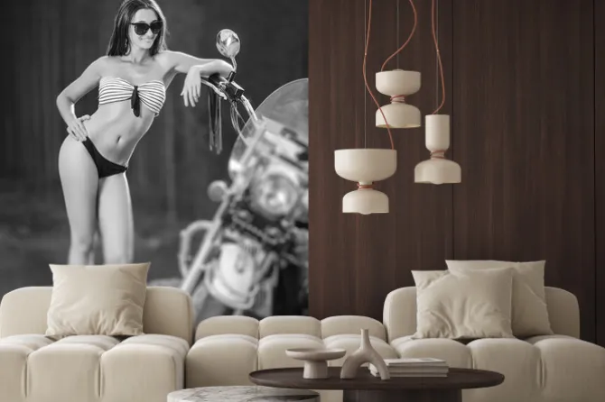 Fototapeta: Sexy dziewczyna z długimi włosami ma na sobie strój kąpielowy