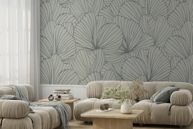 Fototapeta: Siatki liści w szarych odcieniach