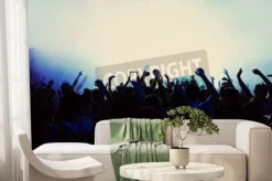 Fototapeta: Silhouettes of a crowd party concert music happy