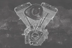 Fototapeta: Silnik motocykla ręcznie rysowany