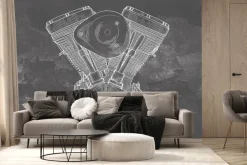 Fototapeta: Silnik motocykla ręcznie rysowany