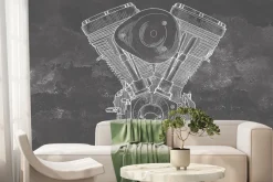 Fototapeta: Silnik motocykla ręcznie rysowany