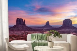 Fototapeta: Skalista pustynia z zachodem słońca