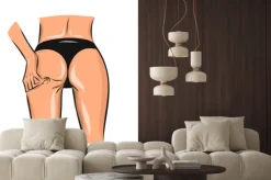 Fototapeta: Sketch line art woman or girl slim body with hand on ass. fashion