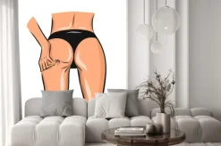 Fototapeta: Sketch line art woman or girl slim body with hand on ass. fashion