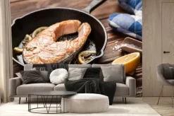 Fototapeta: Smażony plasterek łososia