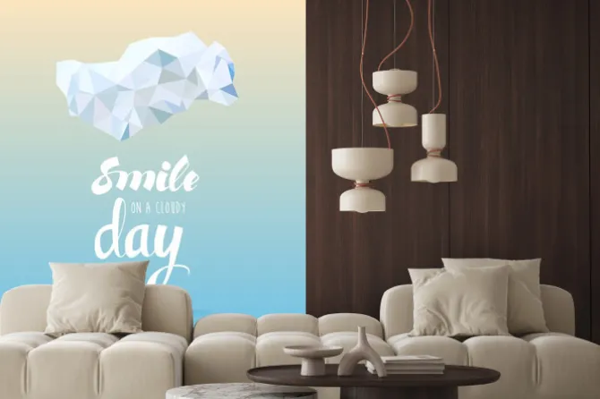 Fototapeta: Smile w pochmurny dzień opisowego low poly ilustracja