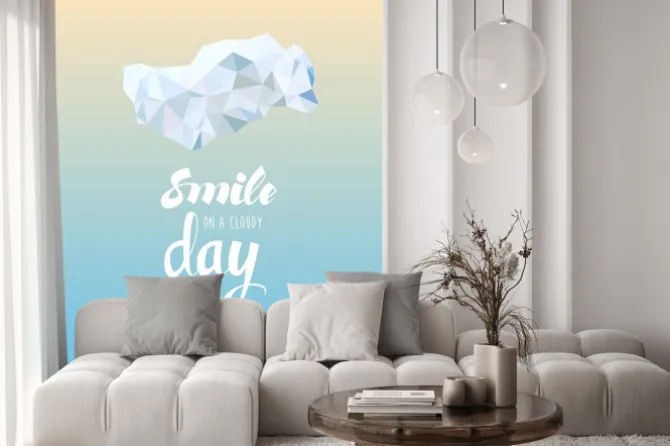 Fototapeta: Smile w pochmurny dzień opisowego low poly ilustracja