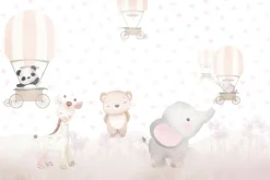 Fototapeta: Słoń z żyrafą na łące wśród serce