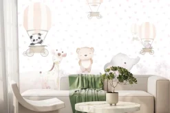 Fototapeta: Słoń z żyrafą na łące wśród serce