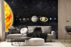 Fototapeta: Słońce i planety układu słonecznego z efektem 3d