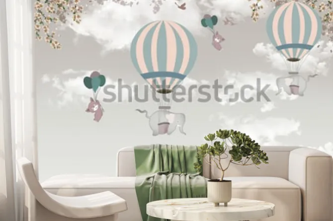 Fototapeta: Słoniki w balonach na niebie