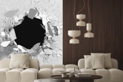 Fototapeta: Spękana ściana z dziurą 3d