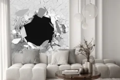 Fototapeta: Spękana ściana z dziurą 3d