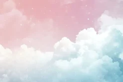 Fototapeta: Spokojne niebo z delikatnymi pastelowymi kolorami i puszystymi