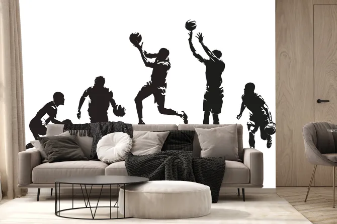 Fototapeta: Sportowcy ćwiczący koszykówkę