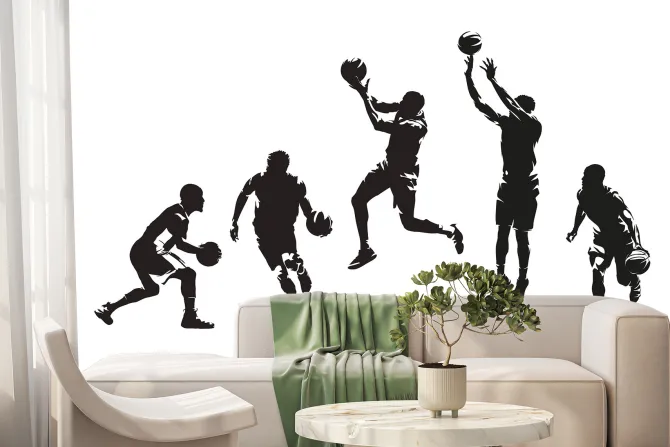 Fototapeta: Sportowcy ćwiczący koszykówkę