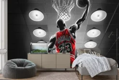 Fototapeta: Sportowiec rzucający piłką do kosza