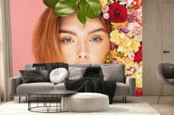 Fototapeta: Spring lady with beautiful flowers.