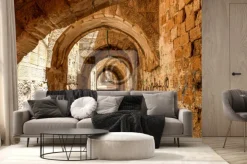 Fototapeta: Sreet w jerozolimie aleja starego miasta wykonana z ręcznie zakrzywionych