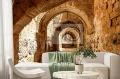 Fototapeta: Sreet w jerozolimie aleja starego miasta wykonana z ręcznie zakrzywionych