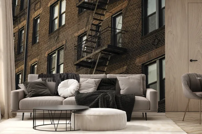 Fototapeta: Stara kamienica z zewnętrznymi schodami