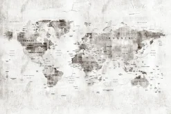 Fototapeta: Stara mapa świata w szarym odcieniu