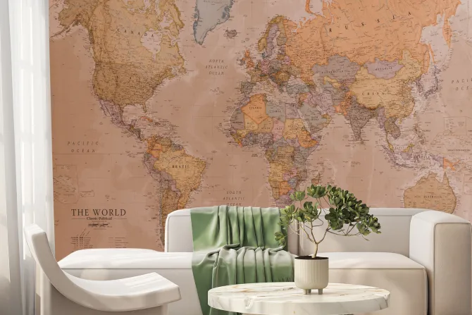 Fototapeta: Stara mapa świata retro vintage