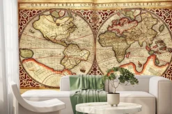 Fototapeta: Stara mapa świata z podzielonym widokiem