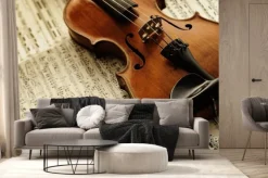 Fototapeta: Stare i rzadkie skrzypce na arkuszu notatki